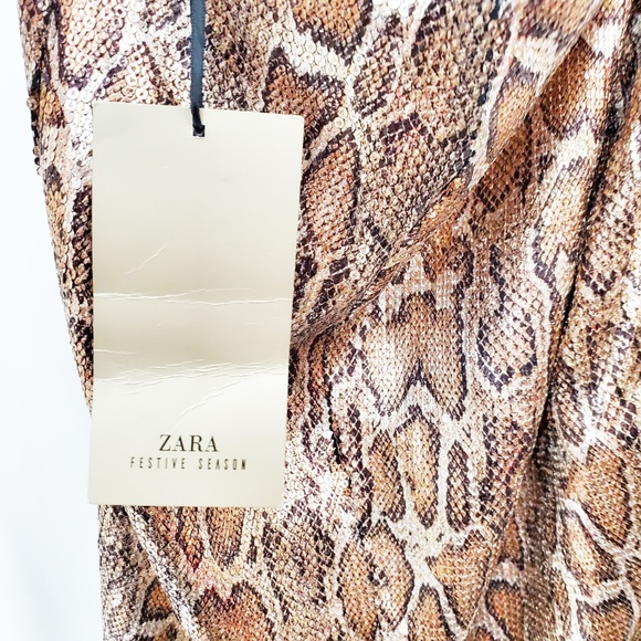 ZARA Sequin Snake Print Ruched Mini Skirt NWT - Picture 7 of 7